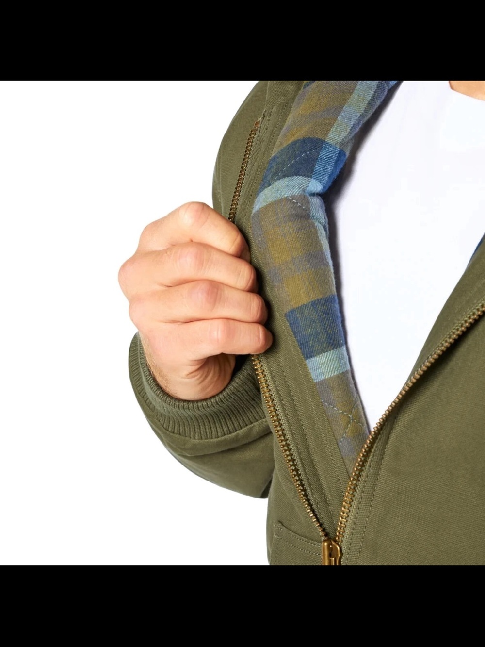 Woolrich Men's Hooded Canvas Utility Jacket Full Zip Flannel Lined New with Tags - Picture 3 of 3
